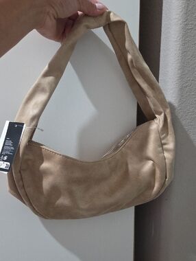 H&M Tan Suede Shoulder Hobo Bag